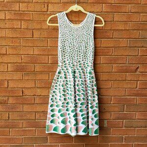 Issa London Green and Light Orange Dress.  Size Small  78% Rayon, 22% Lycra